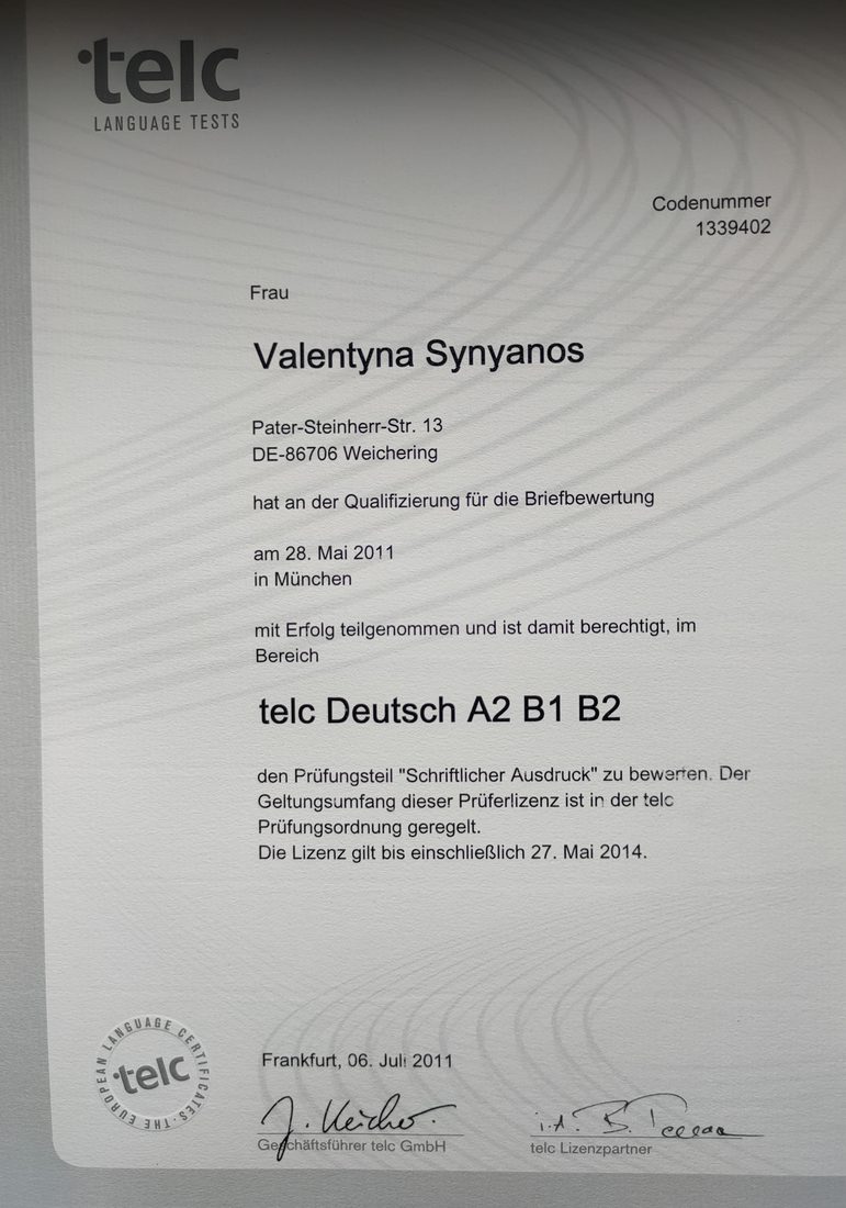 telc — Prüferlizenz A2 B1 B2