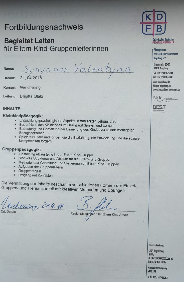KDFB — Eltern-Kind-Gruppenleiterin